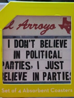 El Arroyo Set of 4 Absorbant Ceramic Drink Coasters Marquee Sign Jokes New